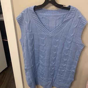 light blue oversized sweater vest